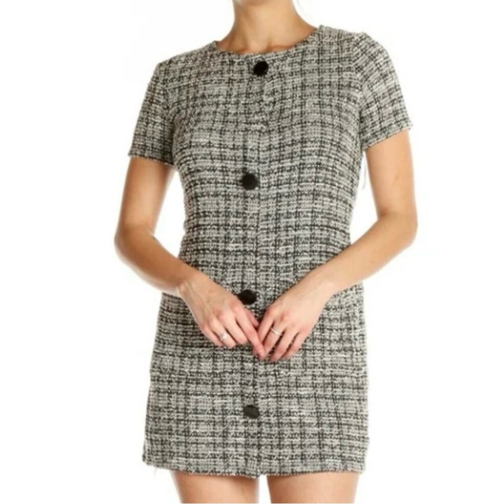 Zara Black and White Tweed Mini Dress